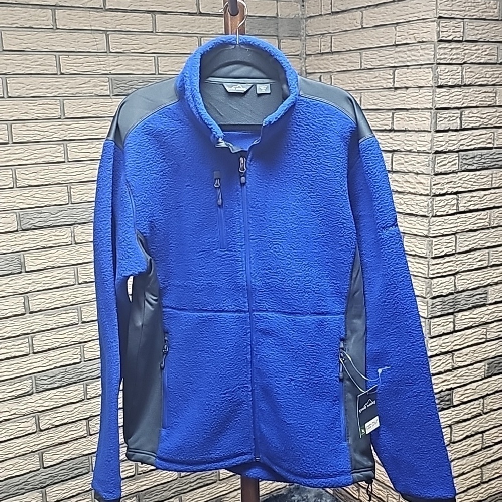 NWT Eddie Bauer Sherpa Fleece Jacket Sz XL Royal and Gray